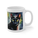 Black Cat Cute Watercolour Coffee Mug