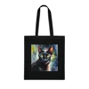 Black Cat Cute Watercolour Cotton Shopping Tote Bag