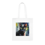Black Cat Cute Watercolour Cotton Shopping Tote Bag