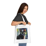 Black Cat Cute Watercolour Cotton Shopping Tote Bag