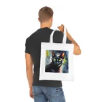Black Cat Cute Watercolour Cotton Shopping Tote Bag