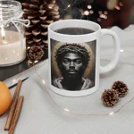 Black Jesus And Crown of Thorns Watercolour Painting Portrait Coffee Mug