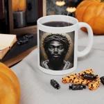 Black Jesus And Crown of Thorns Watercolour Painting Portrait Coffee Mug