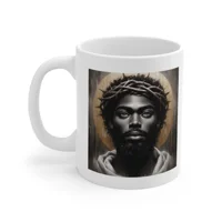 Black Jesus And Crown of Thorns Watercolour Painting Portrait Coffee Mug