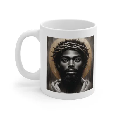 Black Jesus And Crown of Thorns Watercolour Painting Portrait Coffee Mug