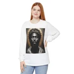 Black Jesus And Crown of Thorns Watercolour Painting Portrait Long Sleeve T-Shirt