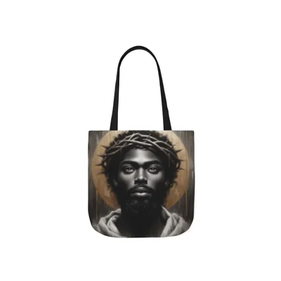 Black Jesus And Crown of Thorns Watercolour Painting Portrait Shoulder Tote Bag