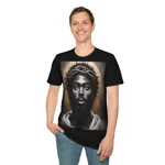 Black Jesus And Crown of Thorns Watercolour Painting Portrait T-Shirt