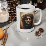 Black Jesus And Holy Crown Of Thorns Portrait Coffee Mug