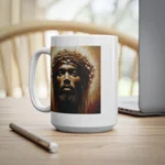 Black Jesus And Holy Crown Of Thorns Portrait Coffee Mug
