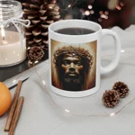 Black Jesus And Holy Crown Of Thorns Portrait Coffee Mug