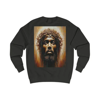 Black Jesus And Holy Crown Of Thorns Portrait Sweatshirt