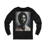 Black Jesus Watercolour Painting Portrait Long Sleeve T-Shirt
