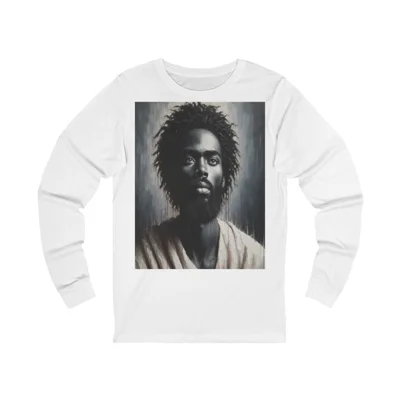 Black Jesus Watercolour Painting Portrait Long Sleeve T-Shirt