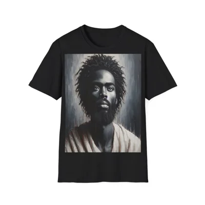 Black Jesus Watercolour Painting Portrait T-Shirt