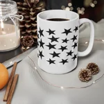 Black Pentagram Star Cluster Pattern Coffee Mug