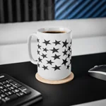 Black Pentagram Star Cluster Pattern Coffee Mug