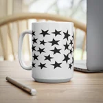 Black Pentagram Star Cluster Pattern Coffee Mug