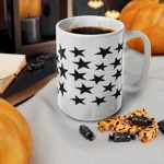 Black Pentagram Star Cluster Pattern Coffee Mug