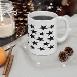 Black Pentagram Star Cluster Pattern Coffee Mug