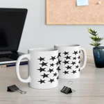 Black Pentagram Star Cluster Pattern Coffee Mug