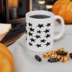 Black Pentagram Star Cluster Pattern Coffee Mug