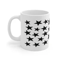 Black Pentagram Star Cluster Pattern Coffee Mug