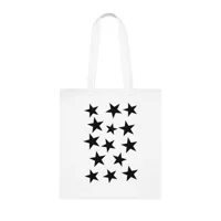 Black Pentagram Star Cluster Pattern Cotton Shopping Tote Bag