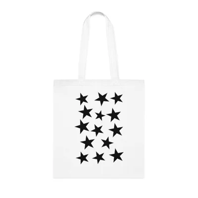 Black Pentagram Star Cluster Pattern Cotton Shopping Tote Bag