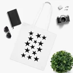 Black Pentagram Star Cluster Pattern Cotton Shopping Tote Bag
