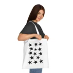 Black Pentagram Star Cluster Pattern Cotton Shopping Tote Bag