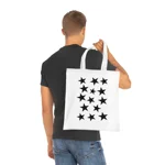 Black Pentagram Star Cluster Pattern Cotton Shopping Tote Bag