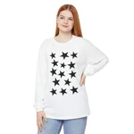 Black Pentagram Star Cluster Pattern Long Sleeve T-Shirt