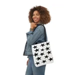 Black Pentagram Star Cluster Pattern Shoulder Tote Bag