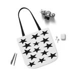 Black Pentagram Star Cluster Pattern Shoulder Tote Bag