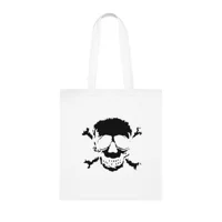 Black Skull and Crossbones Distressed Cotton Shopping Tote Bag