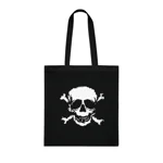 Black Skull and Crossbones Distressed Cotton Shopping Tote Bag
