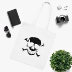 Black Skull and Crossbones Distressed Cotton Shopping Tote Bag