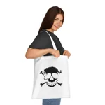 Black Skull and Crossbones Distressed Cotton Shopping Tote Bag