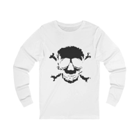 Black Skull and Cross Bones Distressed Long Sleeve T-Shirt
