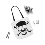 Black Skull and Crossbones Distressed Shoulder Tote Bag