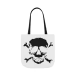 Black Skull and Crossbones Distressed Shoulder Tote Bag
