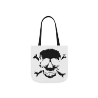 Black Skull and Crossbones Distressed Shoulder Tote Bag