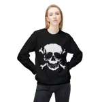 Black Skull and Crossbones Distressed Sweatshirt