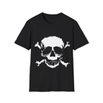Black Skull and Cross Bones Distressed T-Shirt