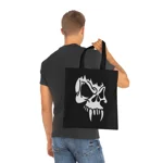 Black Vampire Skull Cotton Shopping Tote Bag