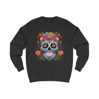 Blue Sugar Skull With Bright Flowers Sweatshirt
