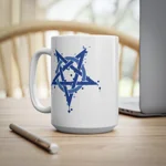 Blue Inverted Spotted Pentagram Coffee Mug