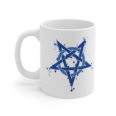 Blue Inverted Spotted Pentagram Coffee Mug