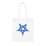 Blue Inverted Spotted Pentagram Cotton Shopping Tote Bag